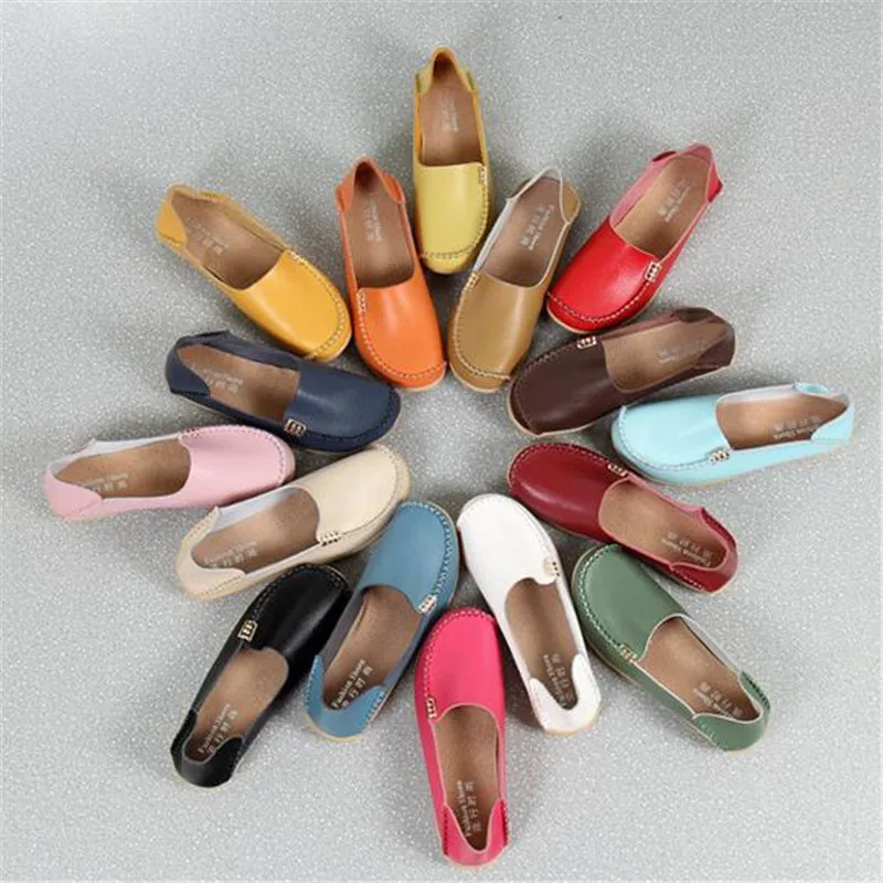 2018 модные женские туфли из натуральной кожи на плоской подошве повседневные