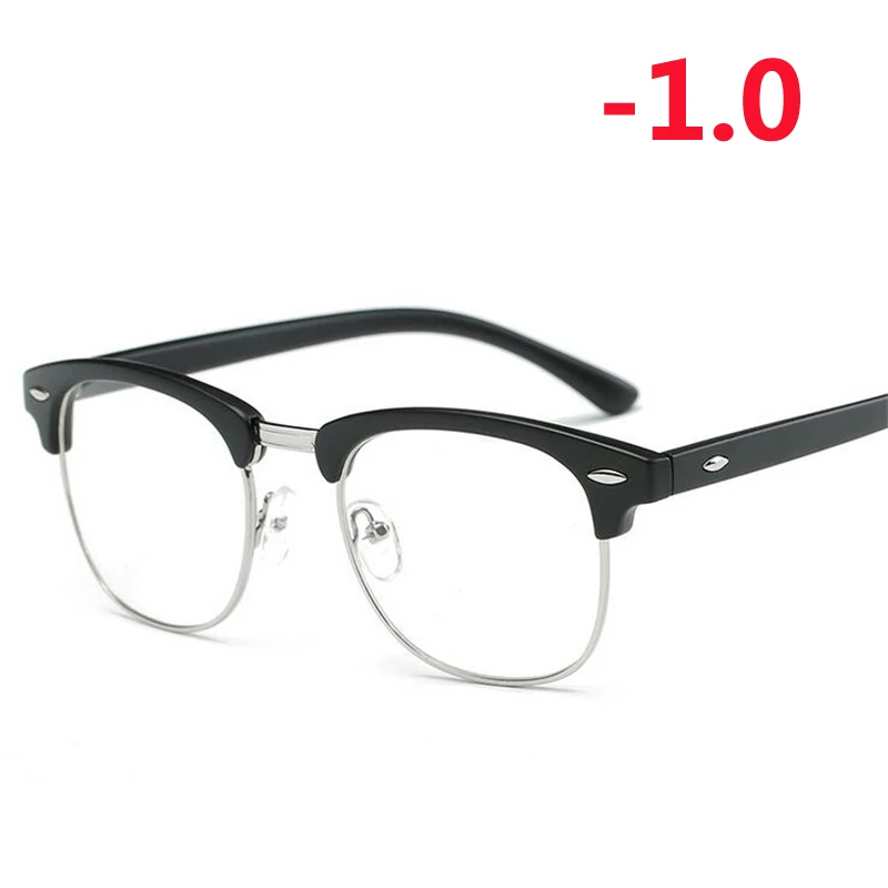 myopia 100 Ретро литературные студенческие очки для близорукости с градусом для женщин и мужчин, металлические квадратные близорукие очки-0,5-1,0-1,5-2,0-2,5-6,0 - Цвет оправы: myopia 100