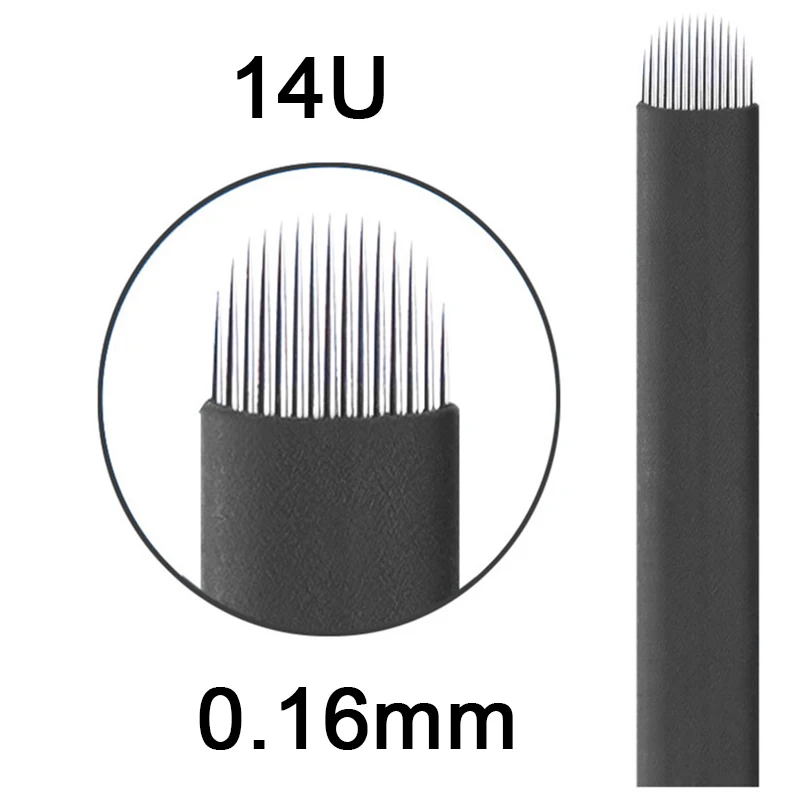 100 шт. иглы для микроблейдинга 0 16 мм черные 12u 14u 16u 18u 21u Lamina ручного тату ручки