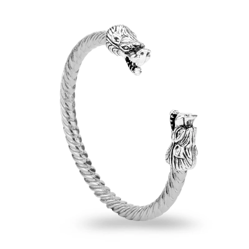 silver Винтажный серебряный браслет с драконом, ювелирные изделия, модные аксессуары, Викинг, мужские часы наручные браслеты-манжеты для женщин, браслеты - Окраска металла: silver
