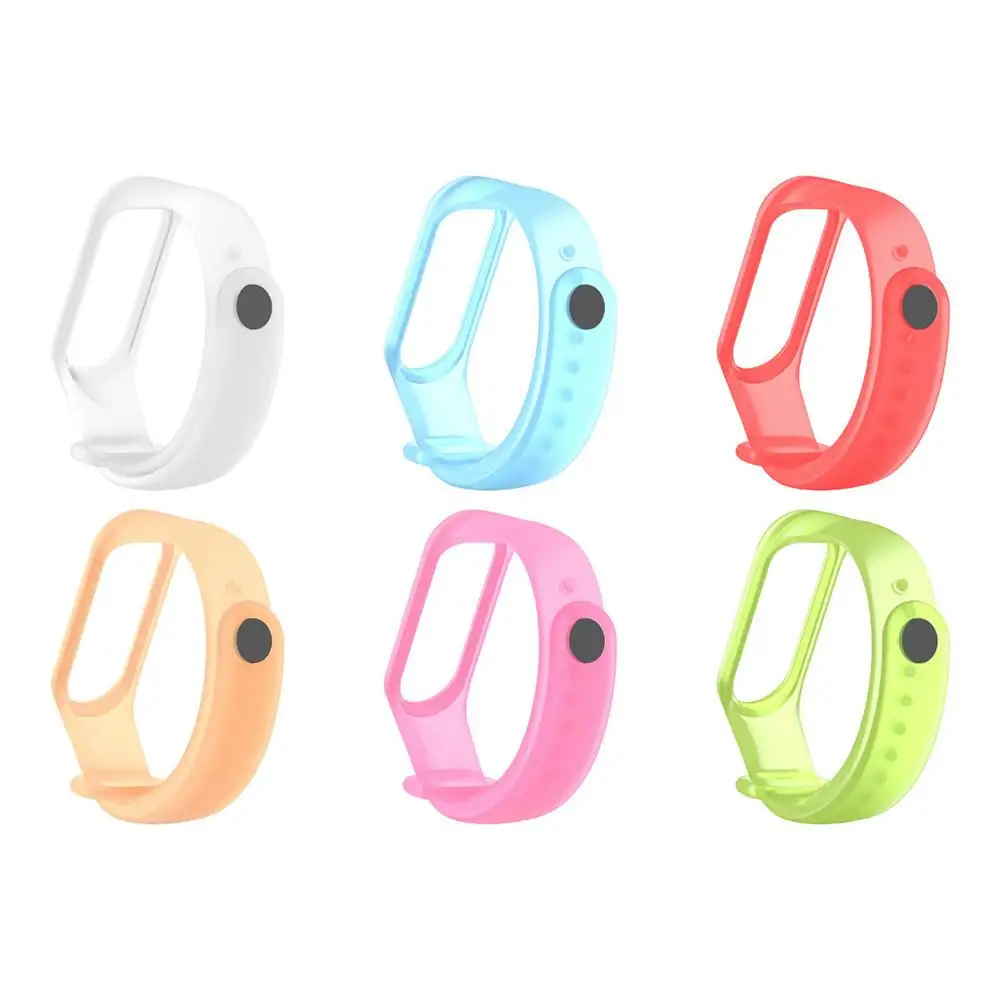 Силиконовый наручный ремешок для Xiaomi Mi Band 3 Смарт-браслет аксессуары для смарт-браслет половина прозрачная запасная часть браслета