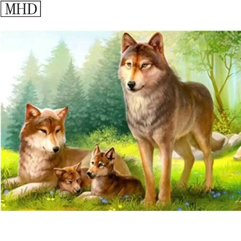 Лидер продаж 5D DIY Алмазная вышивка крестиком на рисунке Wolf & волк детская 3D