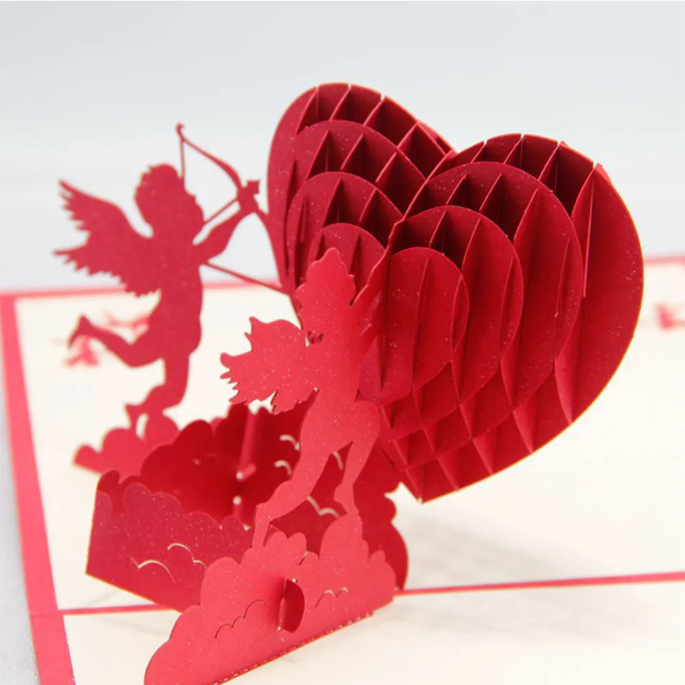 1 компл. любовь 3d лазерная резка всплывающие бумага ручной работы открытки