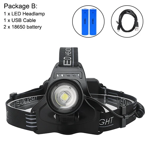 with Battery Asafee XPH50 светодиодный налобный фонарь, масштабируемый головной светильник, высокая мощность, вспышка, охотничий Головной фонарь светильник, 18650 перезаряжаемый Головной фонарь - Испускаемый цвет: with Battery