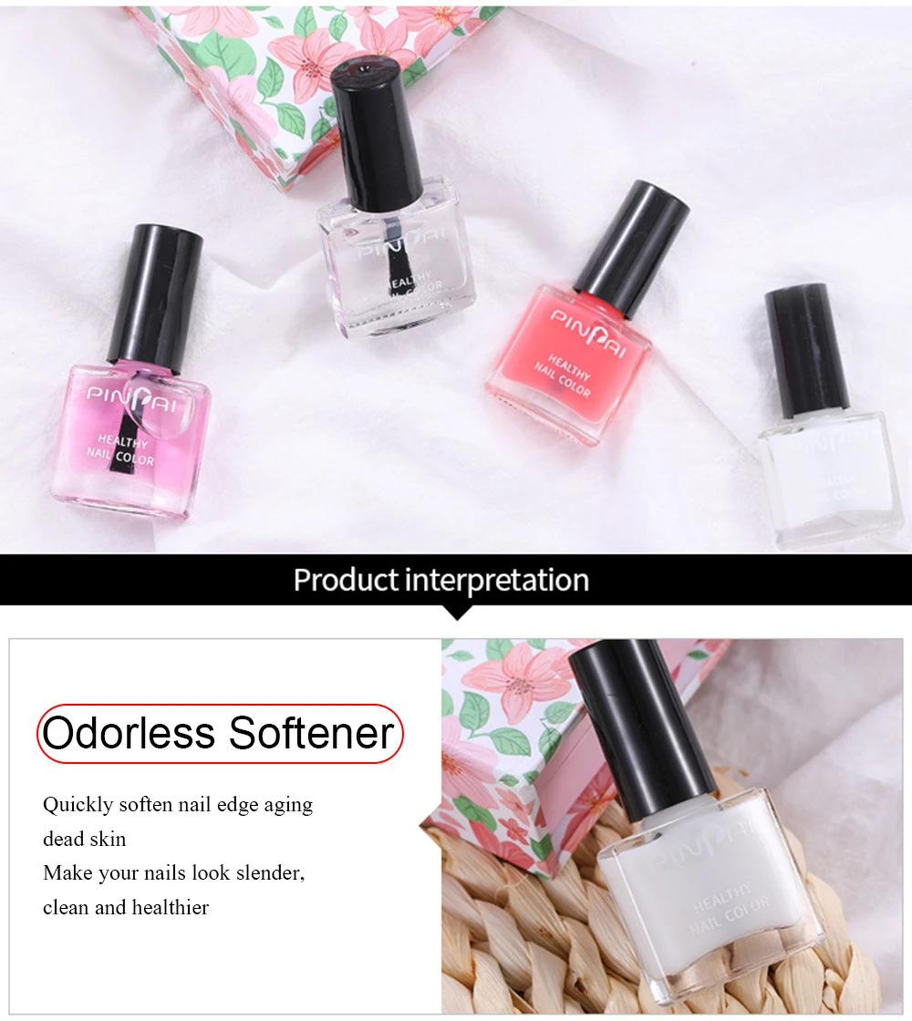 Pinpai Nail Care Set Top Base Coat Nail Polish Nail Cuticle Remover Soften Oil Calcium Nutritional Nourishment Oil Manicure Tool