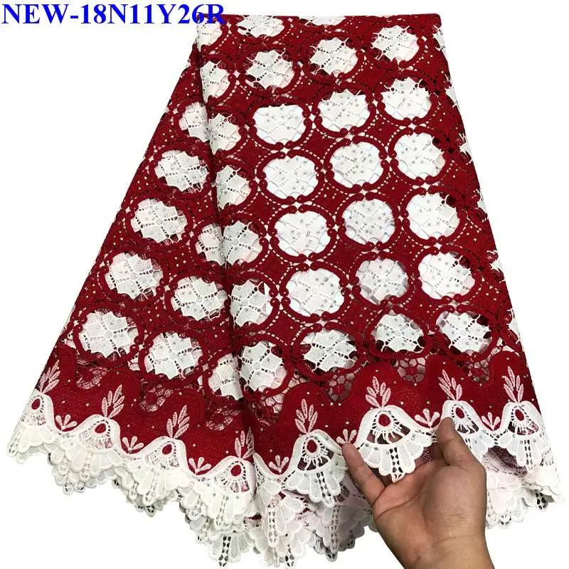 Hot selling High quality embroidered water soluble african cord lace guipure fabric with stones for sewing dress MMK01 | Дом и сад