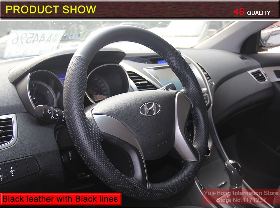 Yuji-Hong чехлы на руль из искусственной кожи для HYUNDAI Elantra 5 Avante i30 2013- черный чехол