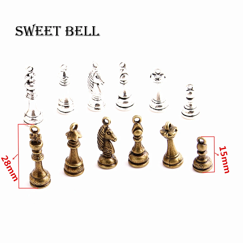 SWEET BELL 6 набор модных двухцветных металлических цинковых подвесок шахматы