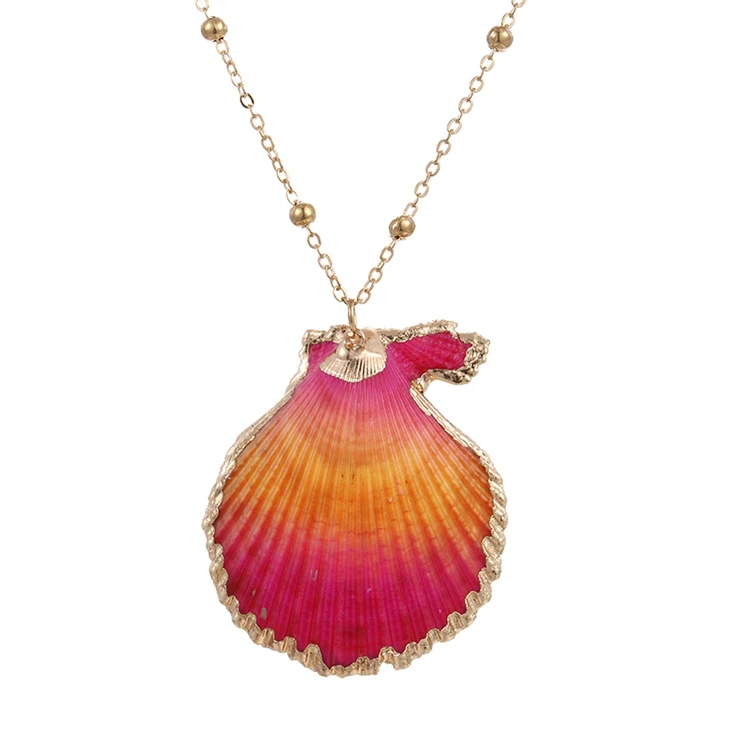 rainbow color Золотое колье Seashell женское ожерелье Бохо раковины аксессуары для девушки ожерелье s подарок натуральный корпус ювелирные изделия 1 шт Прямая поставка - Окраска металла: rainbow color
