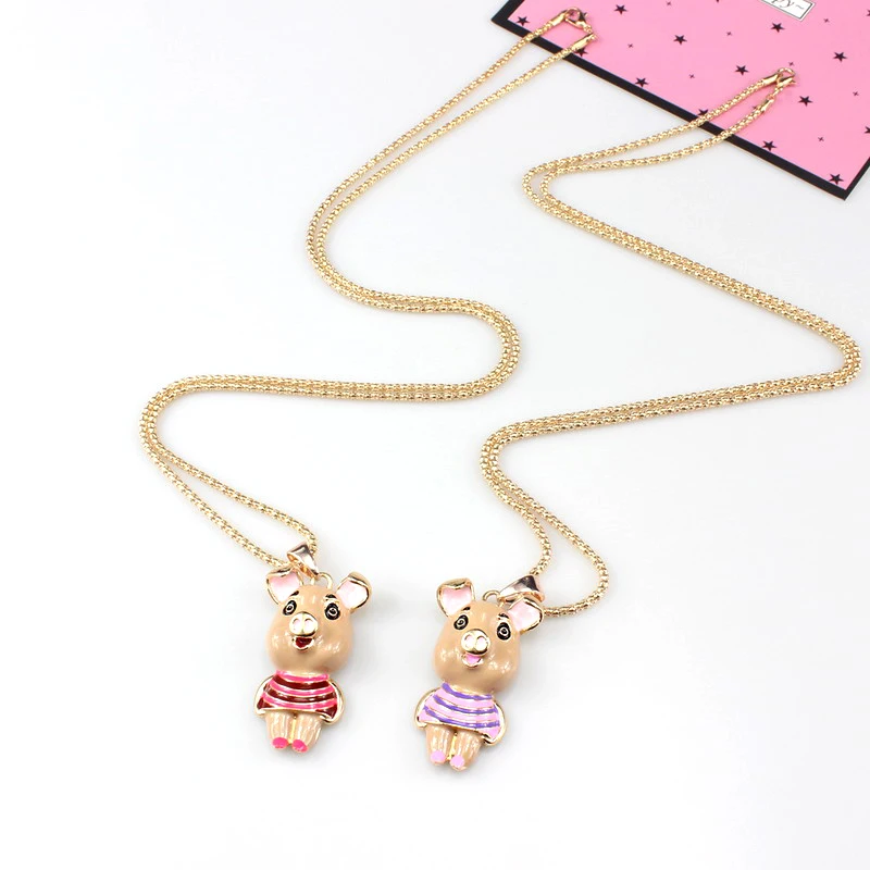 Простой новейший популярный мультяшный кулон с милым животным поросенком