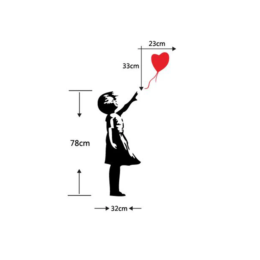 Наклейки на стену Banksy Виниловая наклейка с изображением девушки воздушного шара