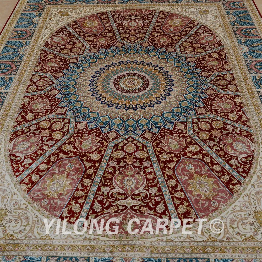 Традиционный персидский ковер Yilong 5 'x 8' прямоугольный красный медальон ручной