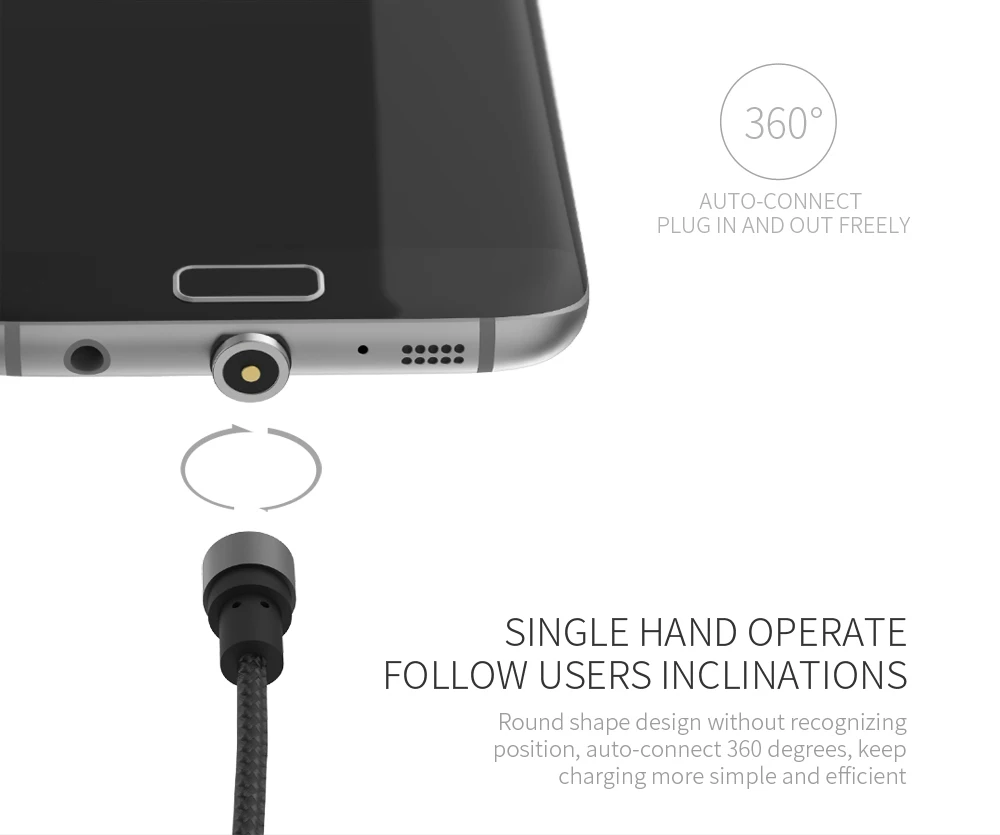 WSKEN Тип C USB Круглый Магнитный зарядный кабель для iPhone 6 7Plus samsung Xiaomi Micro и type-C USB C порты смартфонов устройства