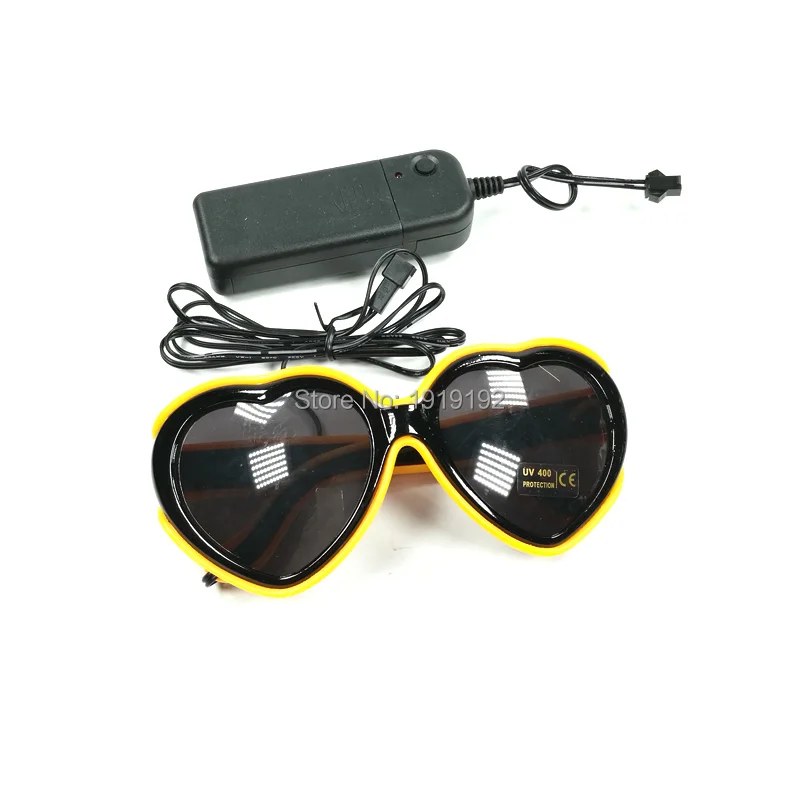 Светящиеся очки в форме сердца подарочные светодиодные для вечеринок голубое