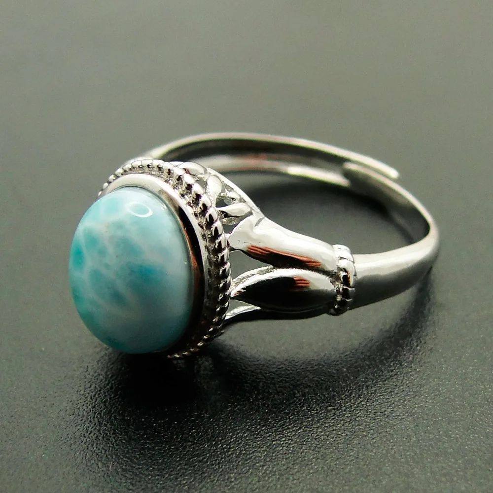 

Larimar Antiqued Ring in 925 Sterling Silver, Stone Size 9*11MM, Woman Fine Jewelry Ring
