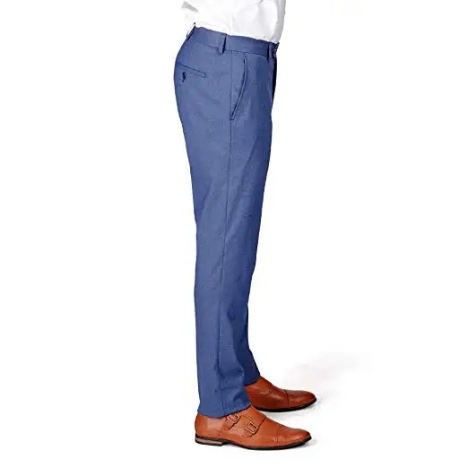 Синий Мужской приталенный костюм текстурированные тканые свадебные костюмы с