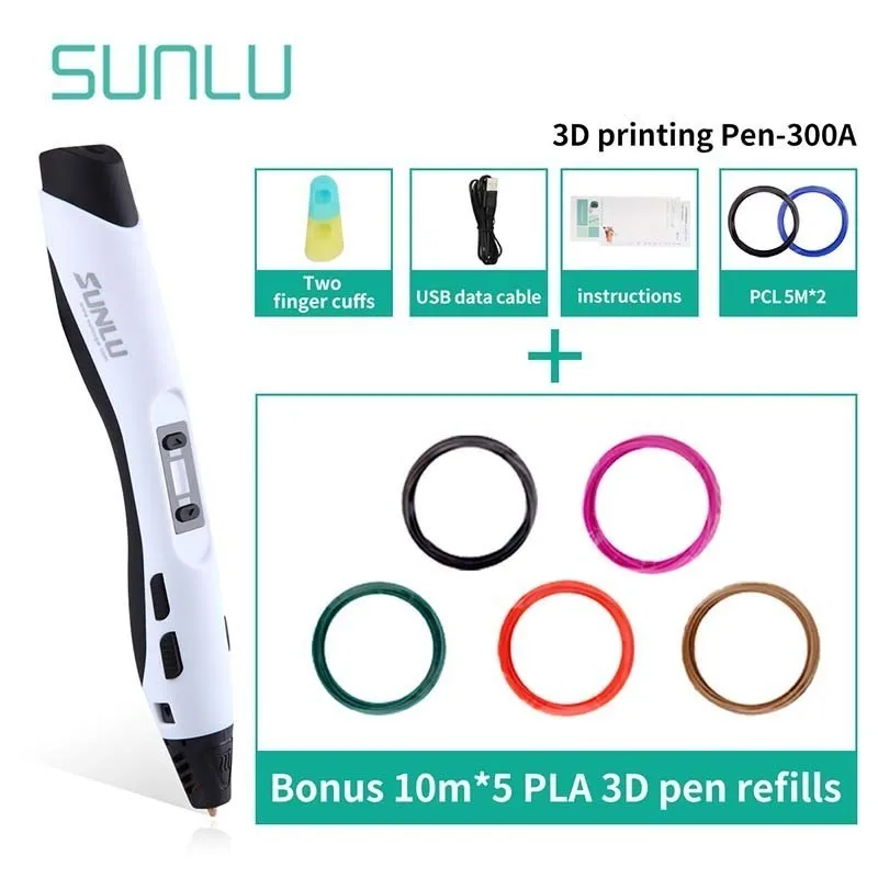 SL-300A-White-10.5 SL-300A 3D печать Ручка Поддержка PLA/ABS/PCL нити низкой температуры 3D Ручка коробка набор лучший подарок для детей - Цвет: SL-300A-White-10.5