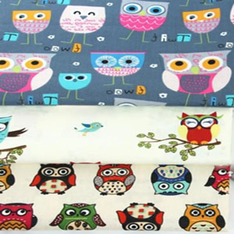 Pretty 3 вида конструкций 50x40 см Красочный Lucky Owls комплект хлопковой ткани с рисунком
