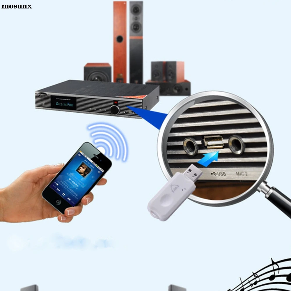 Беспроводной музыкальный адаптер mosunx USB Bluetooth стерео аудио приемник для