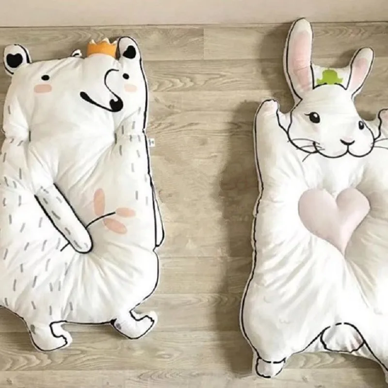 

Cartoon Animals Rabbit Raccoon Shape Quilted Play Mats Baby Crawling Carpet Kids Blanket Pad Child Bed Room Decor Nordic Style