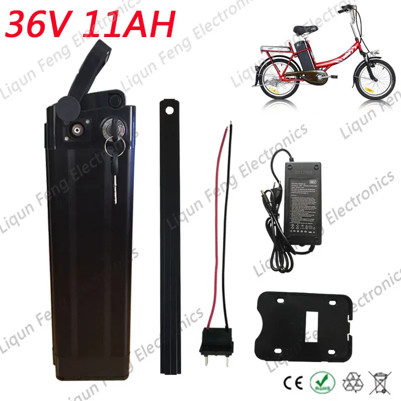 500W 36V 11AH Electric Bicycle Battery Silver Fish Case Bike Lithium ion with 2A Charger | Спорт и развлечения