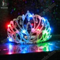 new led crown light glowing tiara women luxury diadem for bride hair accessories shining tiaras
