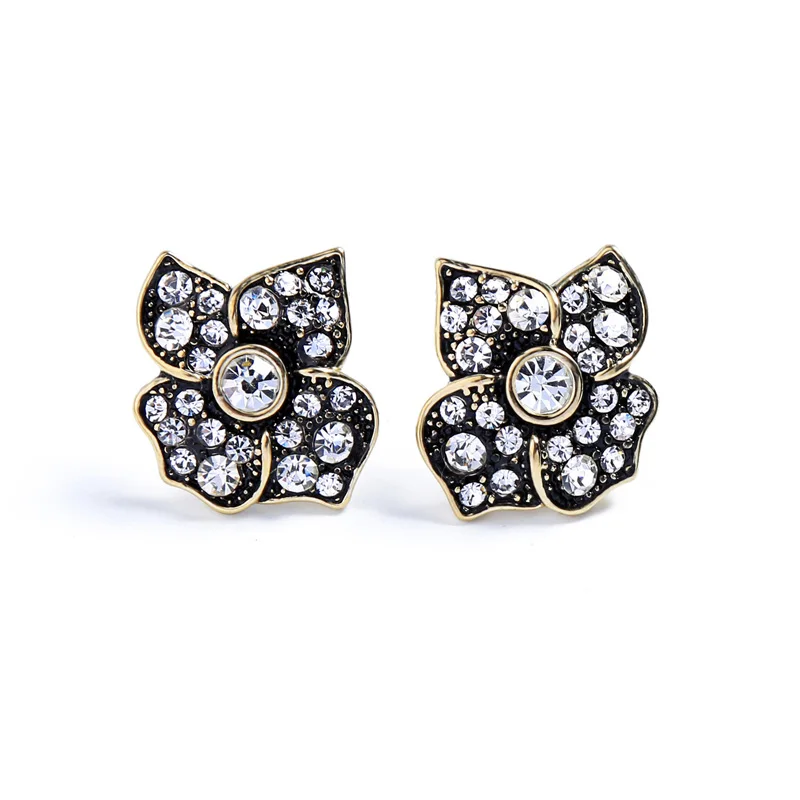 wing yuk tat Plant Flower Small Earrings for Women Costume Jewelry Harajuku Crystal Stud 2018 New | Украшения и аксессуары
