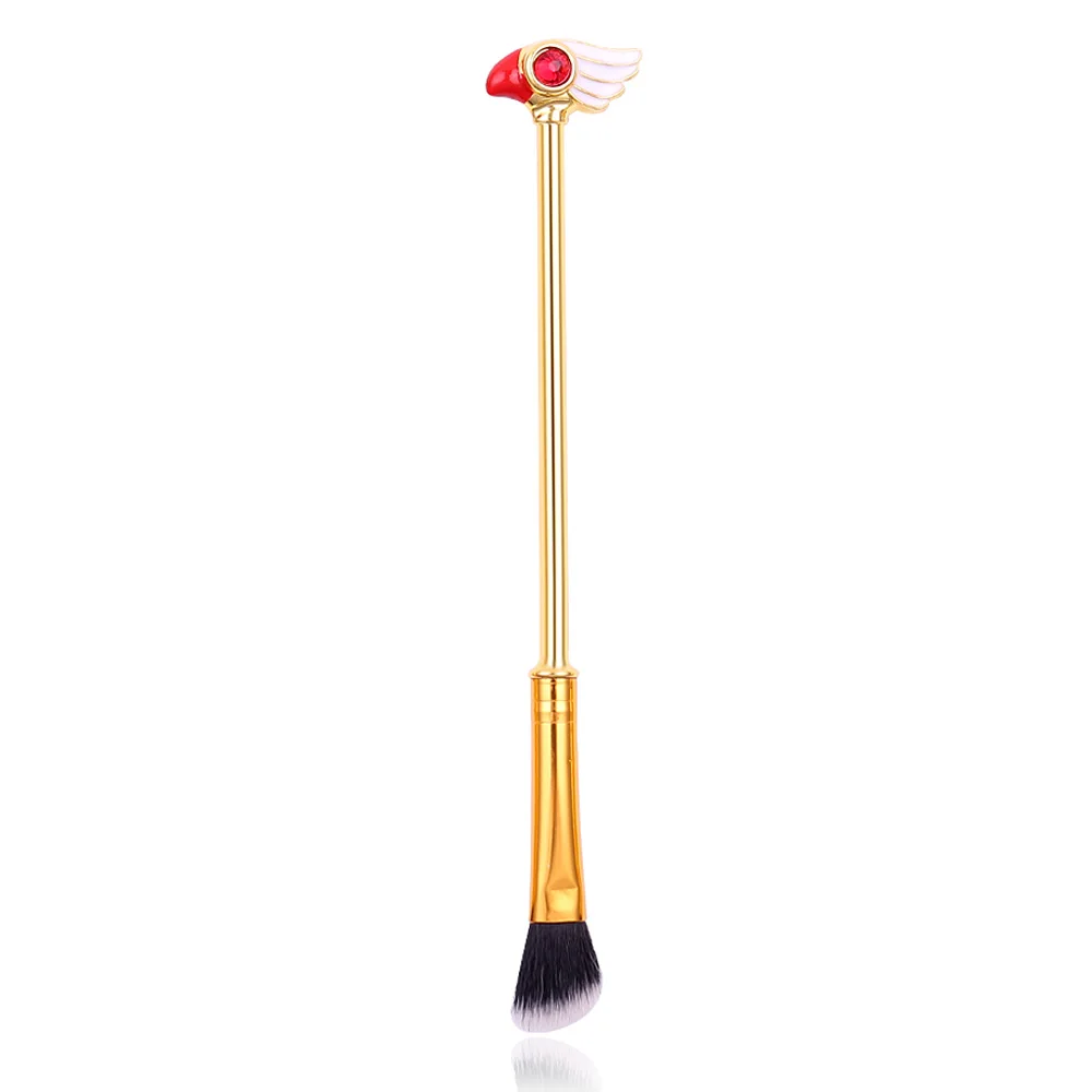 angled brush Cardcaptor Sakura кисти для макияжа Косметическая металлическая ручка с кристаллами основа для теней Губка кисти косметические инструменты - Handle Color: angled brush