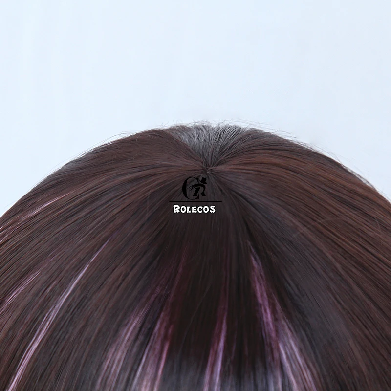 

ROLECOS Kizuna AI Cosplay Headwear Anime First Virtual YouTuber Cosplay Short Hair 35cm Synthetic Hair Straight Women Hair