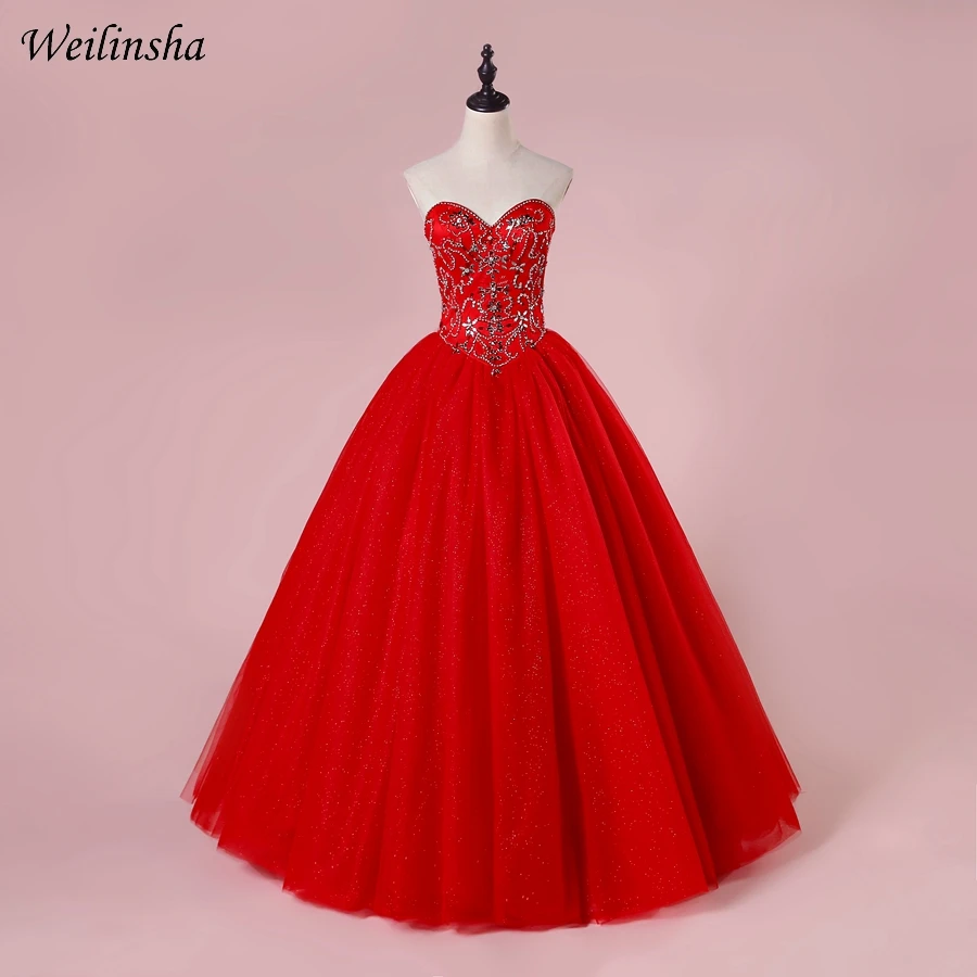 Weilinsha New Arrival Custom Quinceanera Dresses Sweetheart Sparkling Beading Rhinestones Gowns Sweet 15 | Свадьбы и торжества
