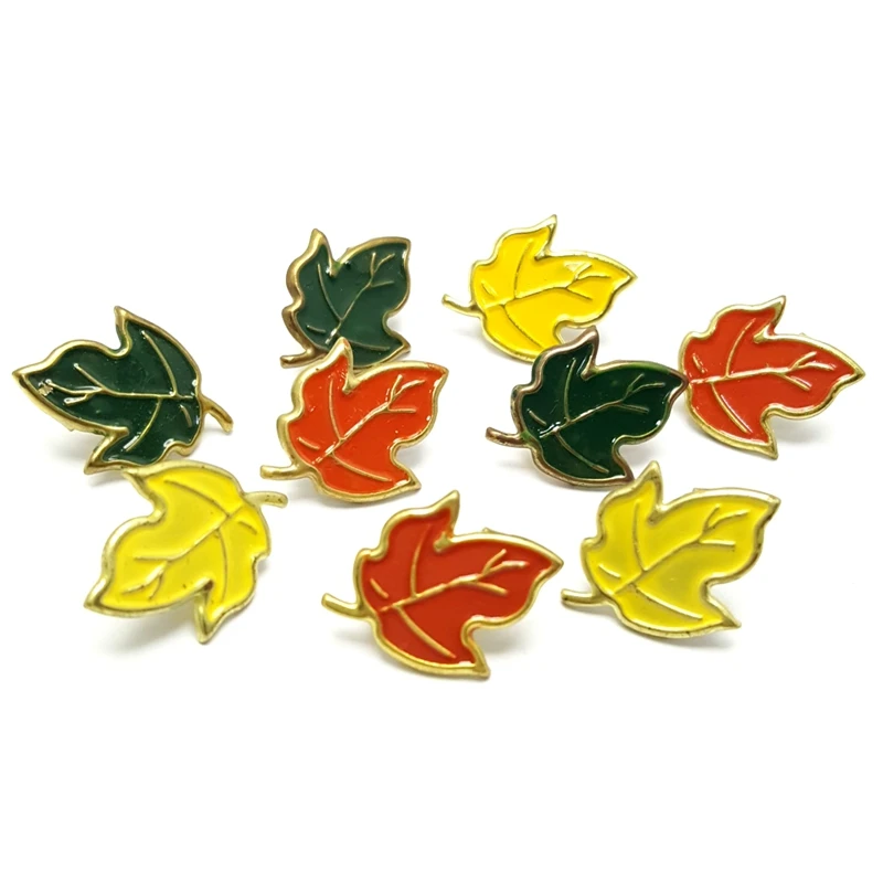 

150pcs 16*21mm Beautiful Mixed Colors Leaf Scrapbooking Brads Spring Autumn Leaves Red Yellow Green Paper Crafts Photo Album DIY