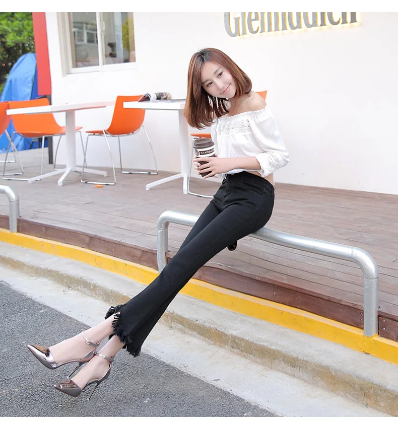 Женские расклешенные джинсы-бойфренды облегающие пикантные джинсы с высокой