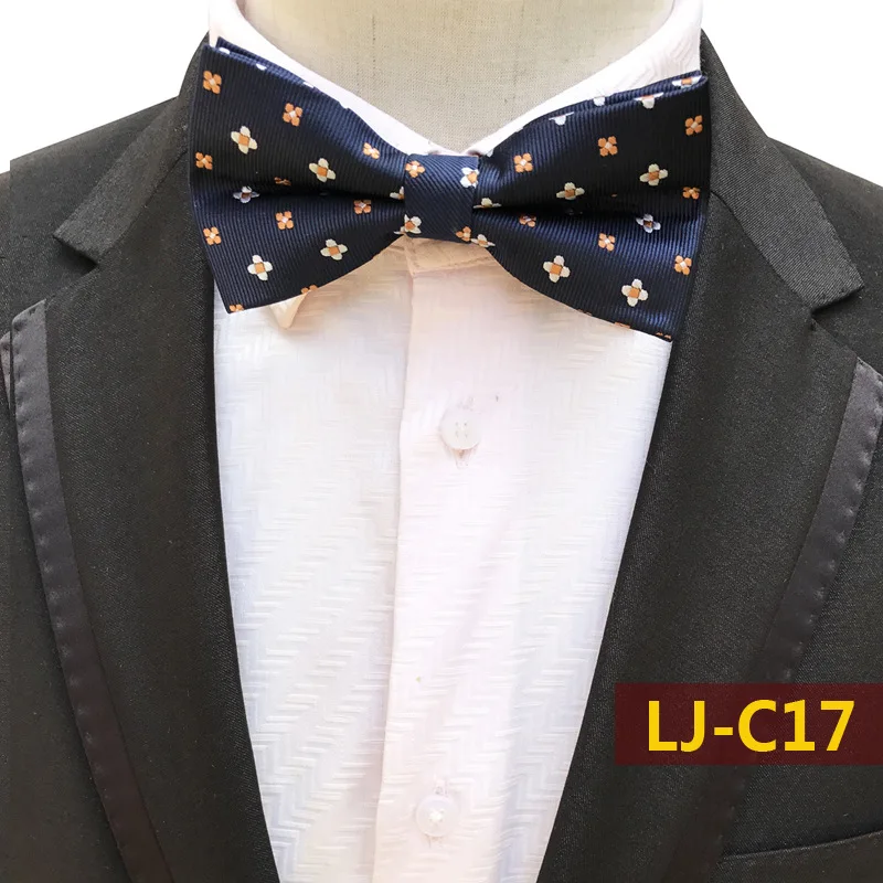 

Classic Blue Mens BowTie light yellow Floral pattern Silk Necktie Wedding Jacquard Shirt Bowtie Prom Accessorie