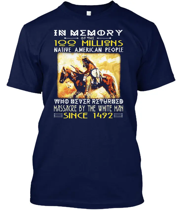 Популярная футболка с надписью In Memory 100 Milions Native American | Мужская одежда