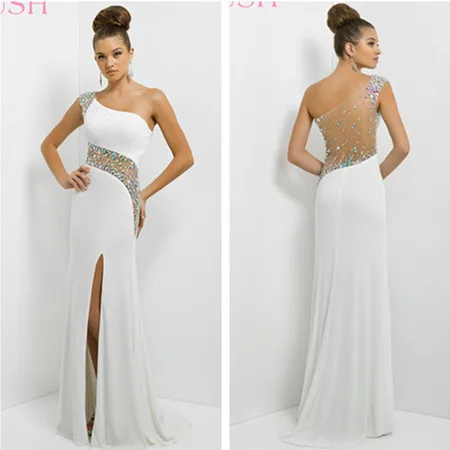 PD1474 High Slit Sexy Long White Prom Dresses 2014 | Свадьбы и торжества