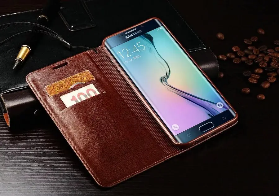 Роскошный кожаный чехол книжка в стиле ретро для Samsung Galaxy S7 Edge S8 S9 Plus note 8 9 телефона