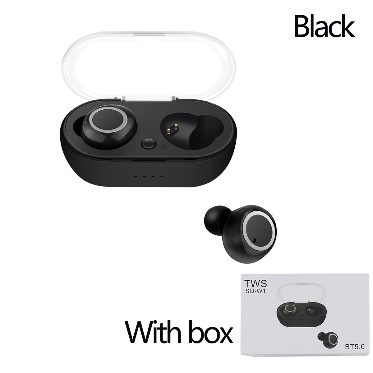 Black box Беспроводная гарнитура Bluetooth 5,0 HD бас портативные 3D стерео игровые наушники для занятий спортом водонепроницаемые с микрофоном зарядная коробка - Цвет: Black box