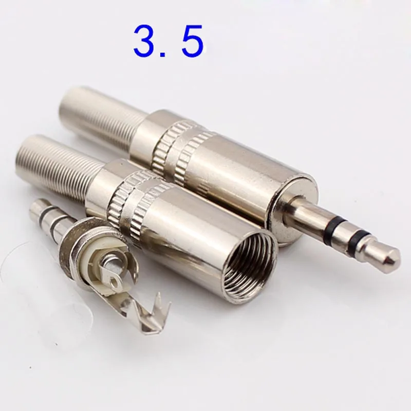 

10pcs 3.5mm Plugs Jack 3.5mm Connector Stereo (two-channel) Headphone Plug Audio Connector Nickel Plated Can be Wired