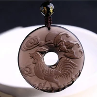 kyszdl natural high quality ice obsidian zodiac rooster buckle pendant men and women wear keep peace jewelry gift