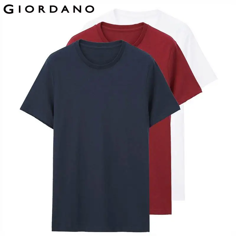 Giordano футболка мужская три простых футболки с круглым воротом и короткими рукавами рубашки мужские выполненные из натурального хлопка - Цвет: 24White