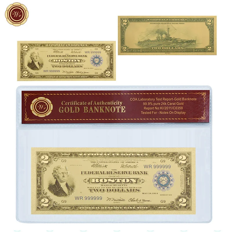 WR 1918 год американская 24k Коллекционная Золотая банкнота Роскошный домашний декор