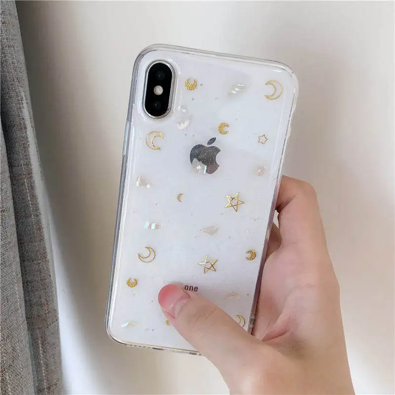 Epoxy Glitter Shell Soft For Iphone 66s 78 78plus x/Xs Xr Xsmax Tpu Transparent Mobile Phone Anti-Fall Sleeve |