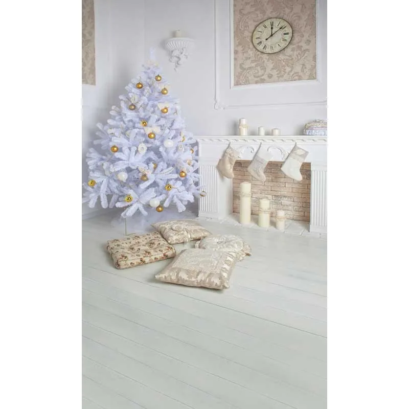 Рождественская тема виниловая ткань елка камин комната фотографии фоны для