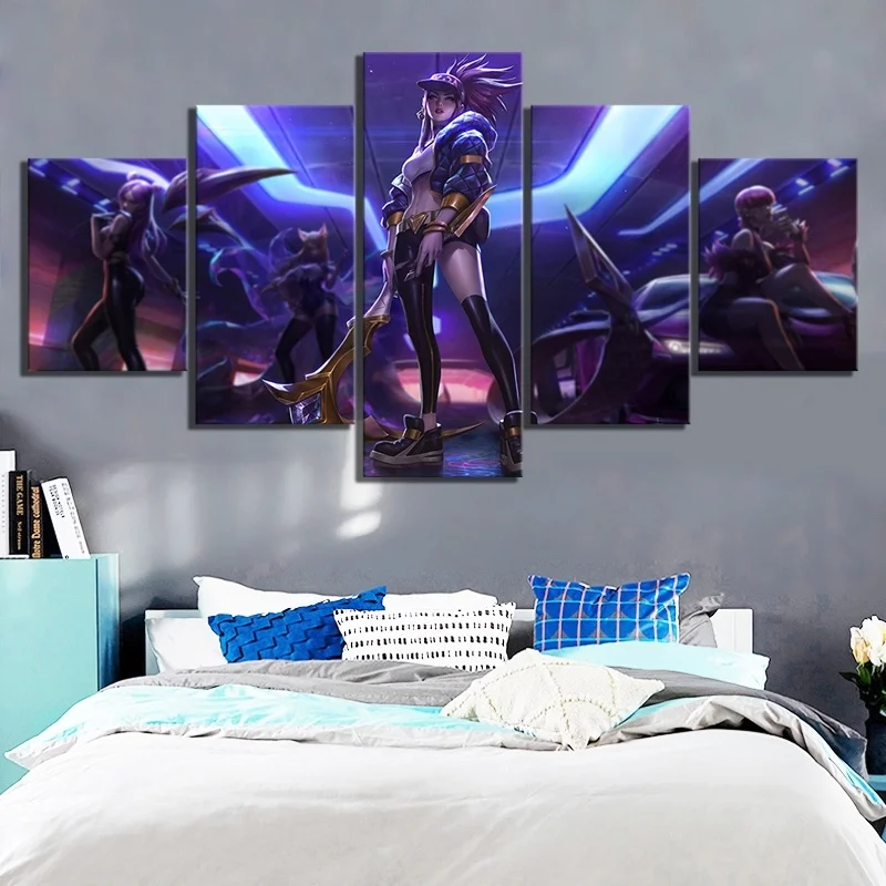 5 панелей Холст Картина Лига Легенд KDA Akali фотографии домашний декор настенная