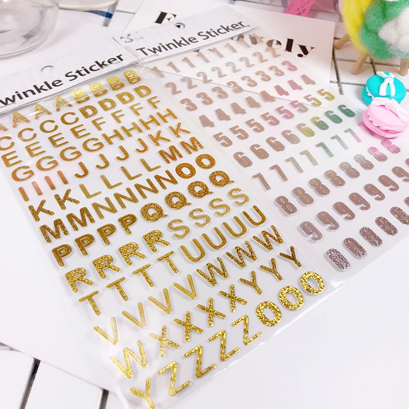 1 лист цифр/букв мерцающие повседневные декоративные наклейки из бумаги васи