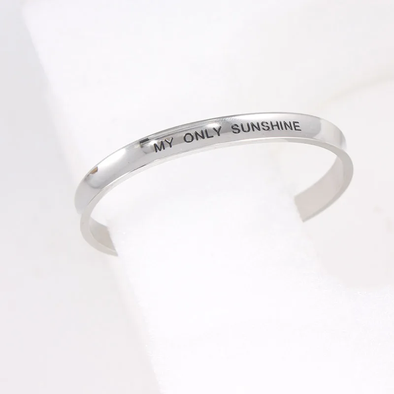 Открытый Браслет манжета из нержавеющей стали 316L женский браслет MY ONLY SUNSHINE