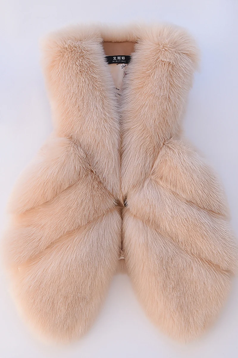 2018 new imitation fox fur vest female long section Korean stitching Lap top Slim winter Faux Fur Vest Women | Женская одежда