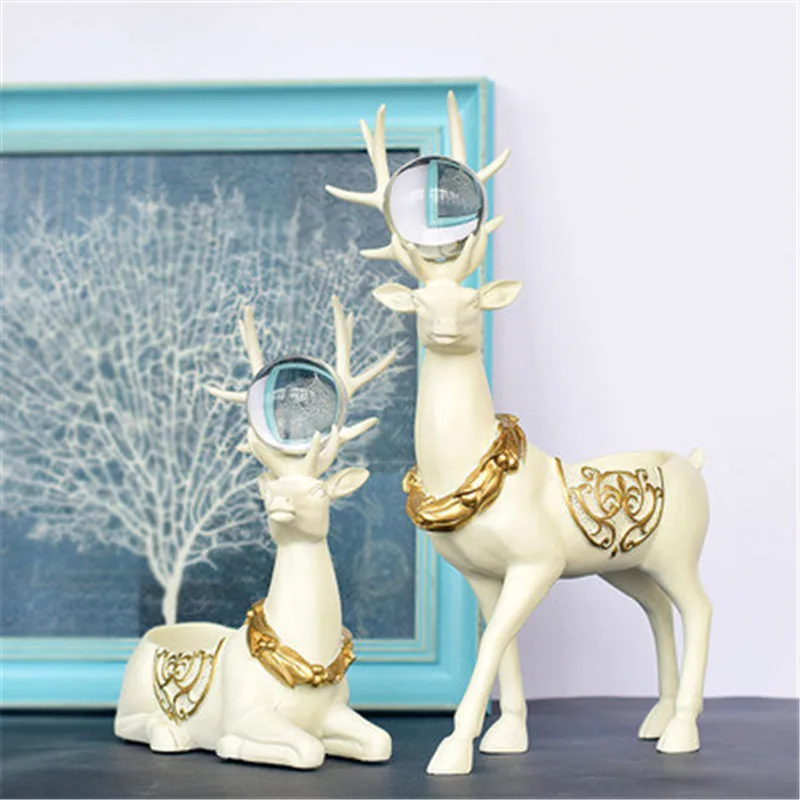 

Creative Nordic Entryway Counter Ornaments Lucky Loves Deer Resin Craftwork Figurines Bedroom Bedside Table Storage Box X2066
