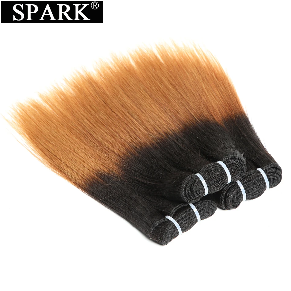 Spark человеческие волосы малазийские прямые пучки Remy 8 дюймов два тона 1B/30 и 1B/27 Ombre