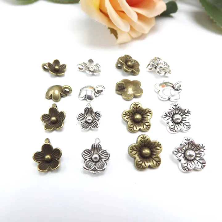 

Jewelry finding & components parts Tibetan silver metal accessories Flowers flying ring bronze alloy bracelet materials #JZ123